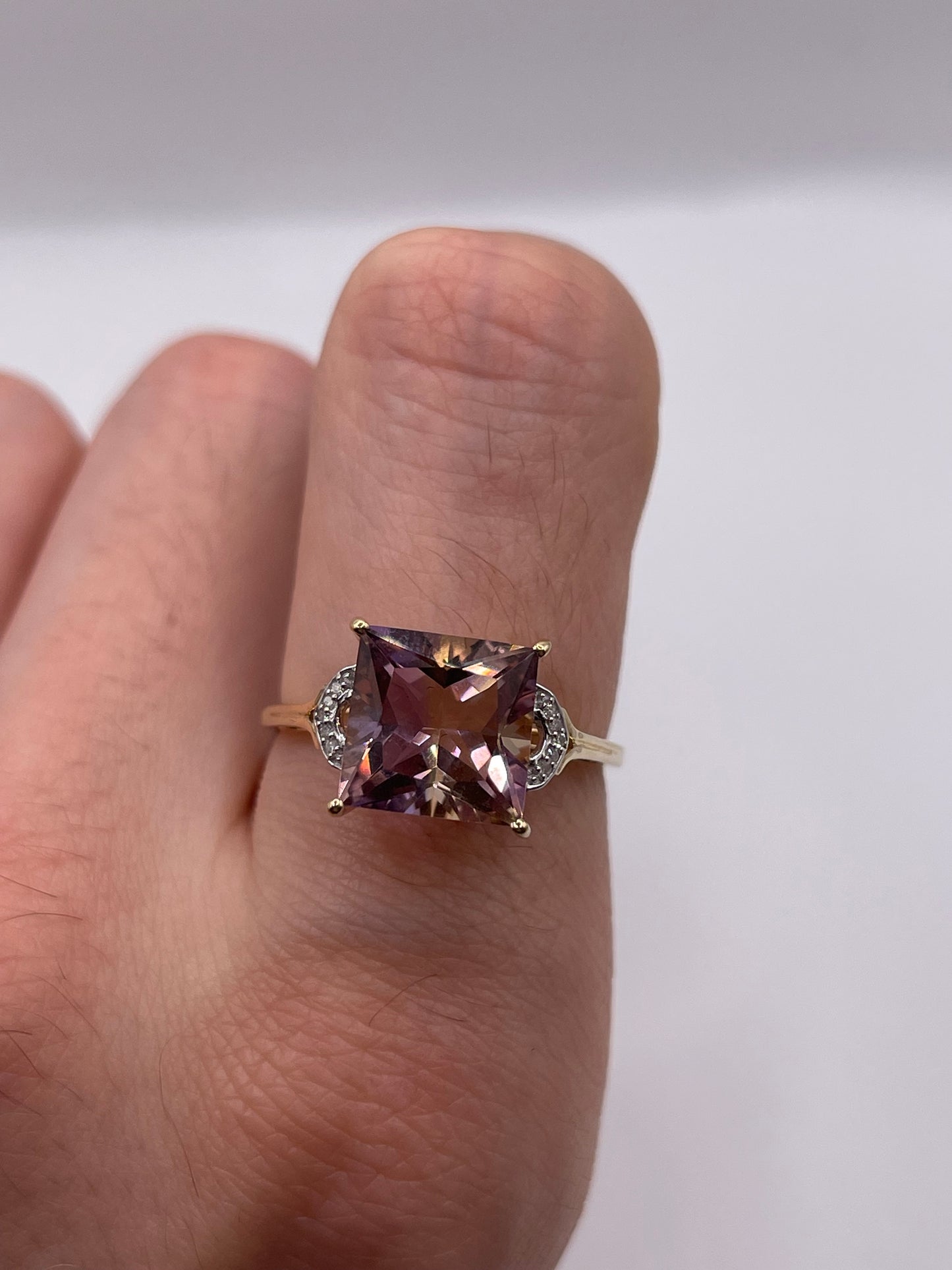 9ct gold ametrine and diamond ring