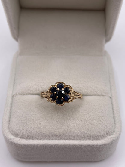9ct gold sapphire cluster ring