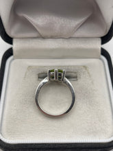 Load image into Gallery viewer, 9ct white gold peridot and diamond ring
