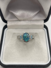 Load image into Gallery viewer, Silver black opal and topaz ring
