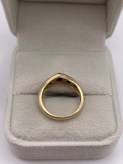 9ct gold sapphire and diamond wishbone ring