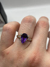 Load image into Gallery viewer, 9ct gold amethyst and diamond ring
