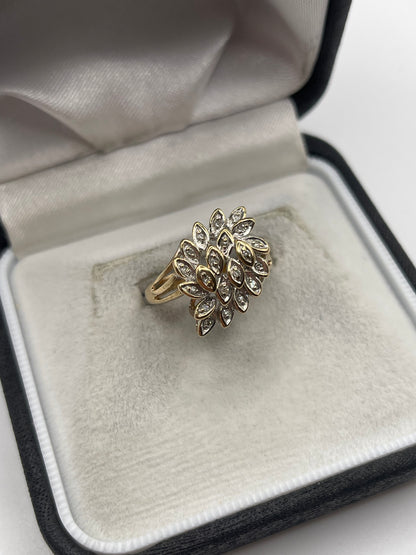 9ct gold diamond cluster ring