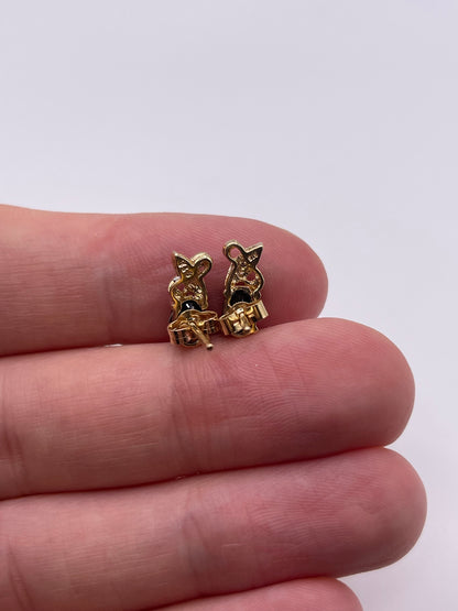 9ct gold sapphire and diamond earrings