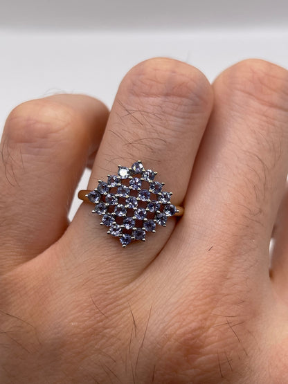 9ct gold tanzanite cluster ring