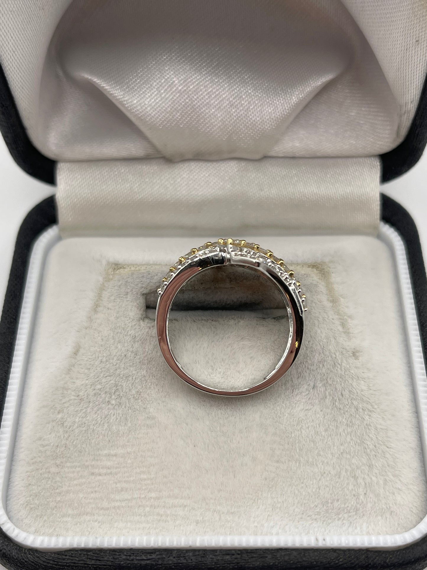 9ct two tone gold diamond cluster ring