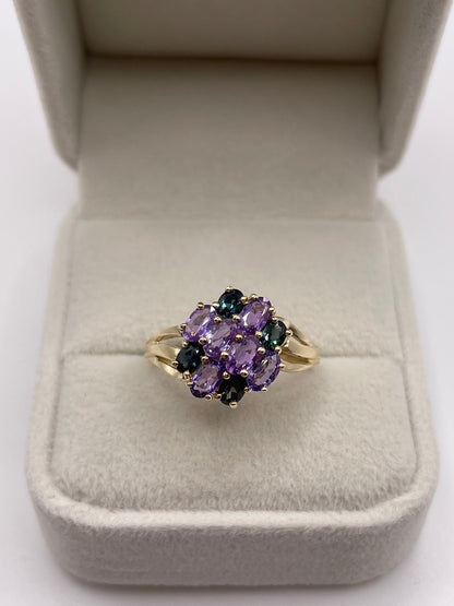 9ct gold sapphire cluster ring