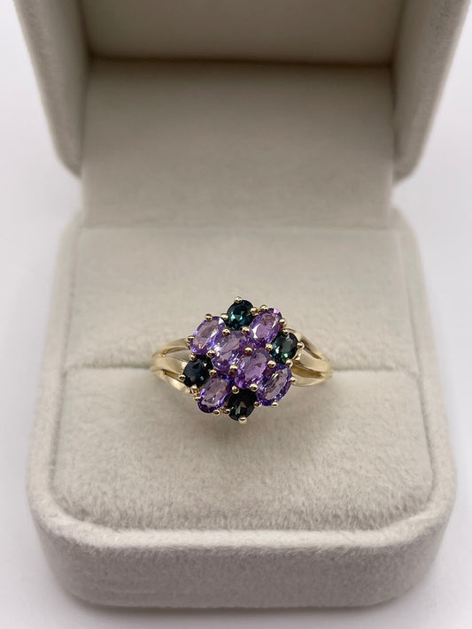 9ct gold sapphire cluster ring