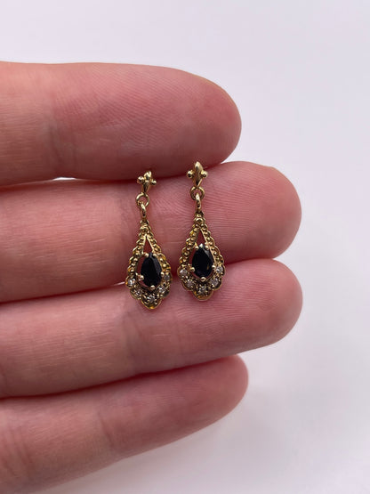 9ct gold sapphire and diamond earrings