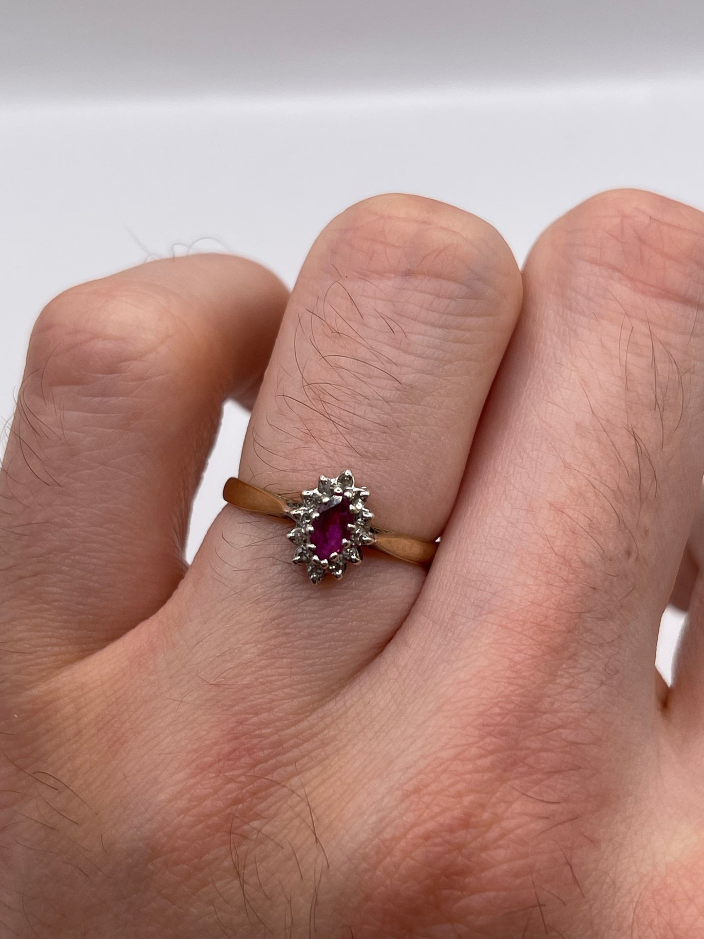 9ct gold ruby and diamond ring