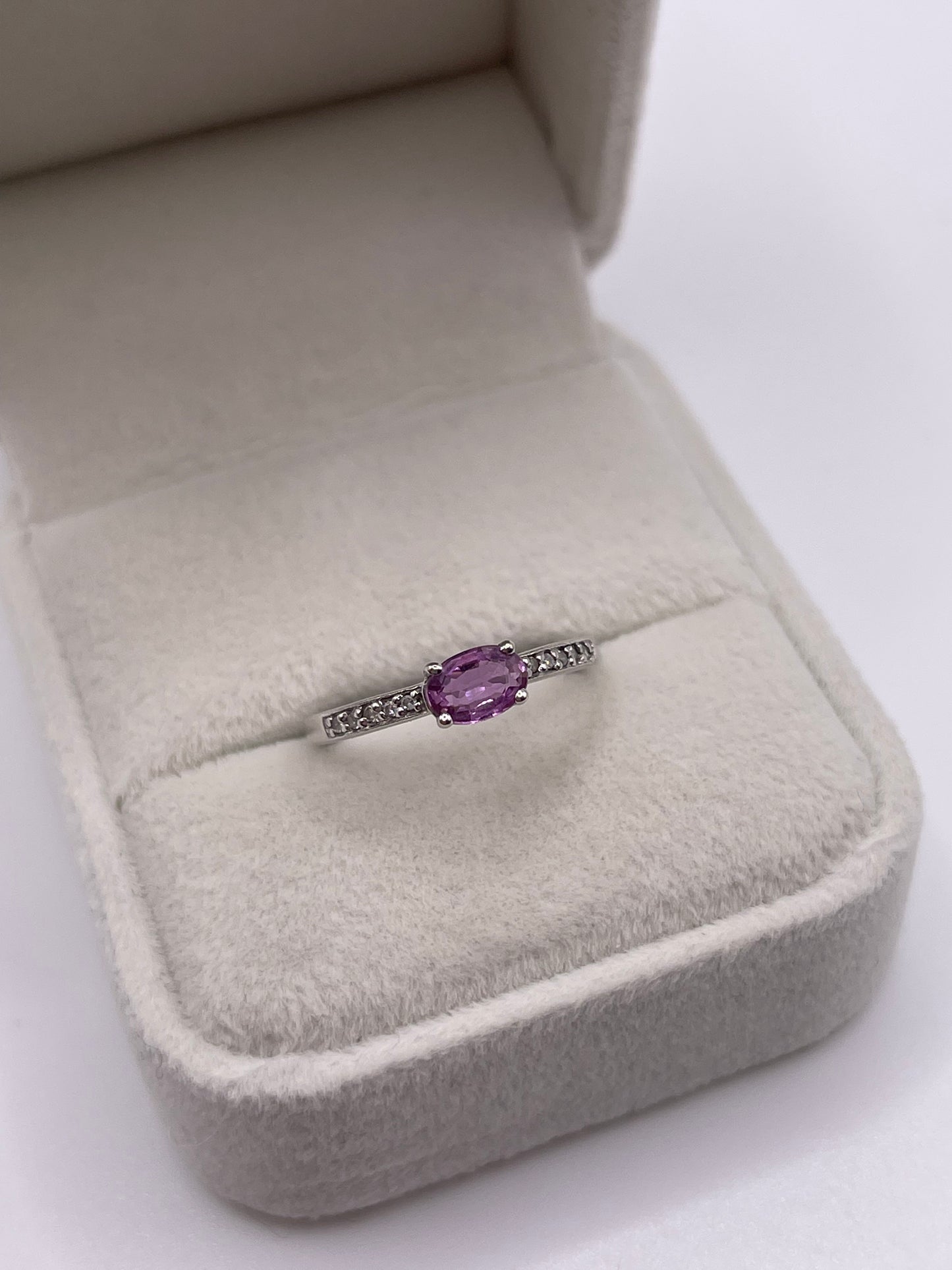 9ct white gold fancy sapphire and diamond ring