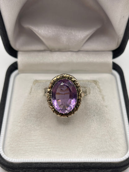 Antique 14ct gold amethyst ring
