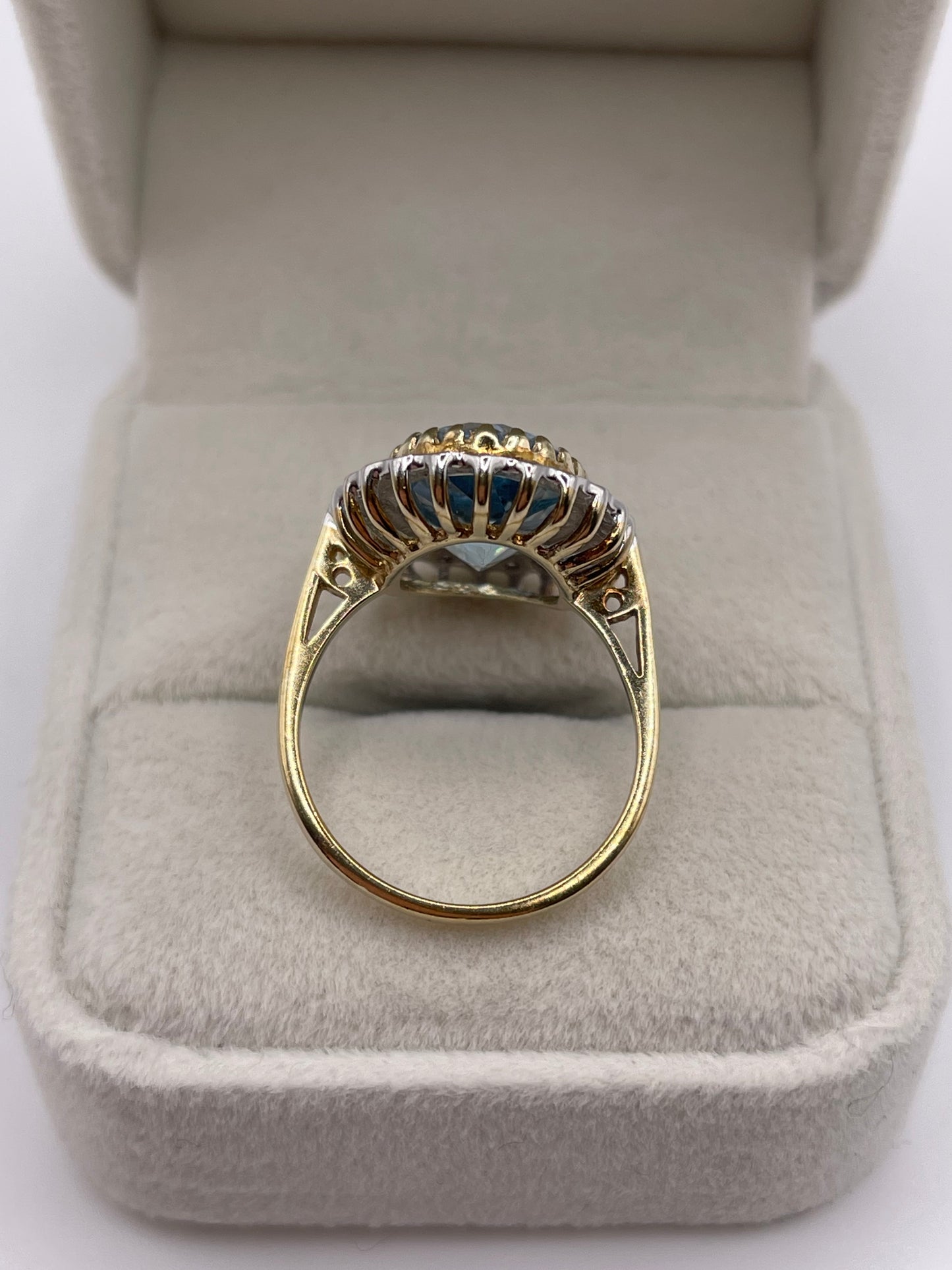 9ct gold blue topaz and diamond ring