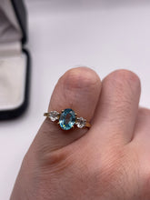 Load image into Gallery viewer, 9ct gold blue and white zircon ring
