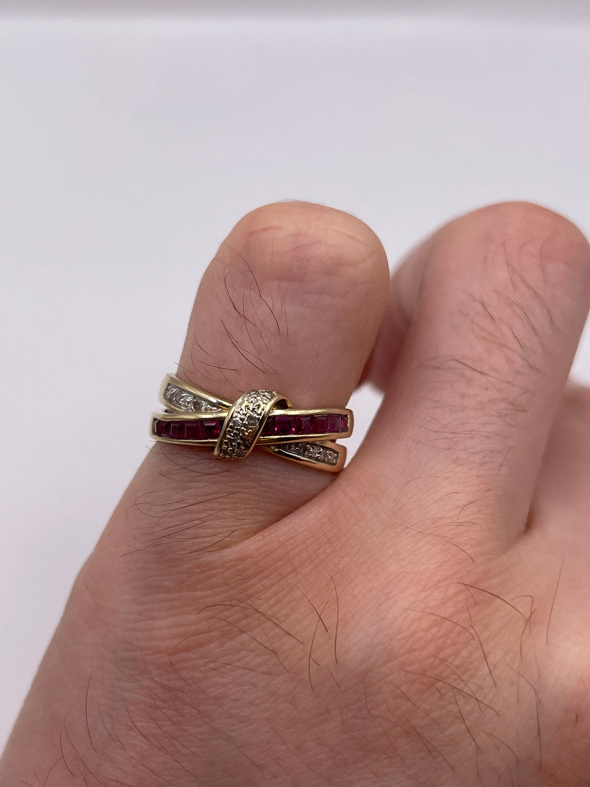 9ct gold ruby and diamond ring