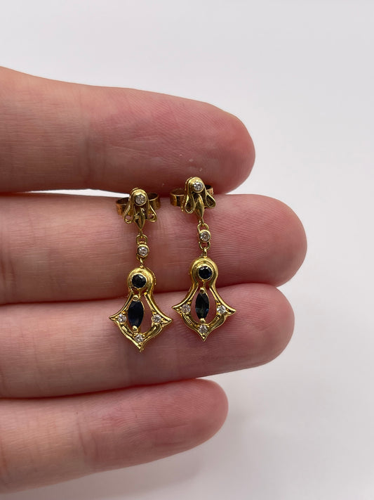 18ct gold sapphire and diamond earrings