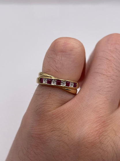 9ct gold ruby and diamond ring