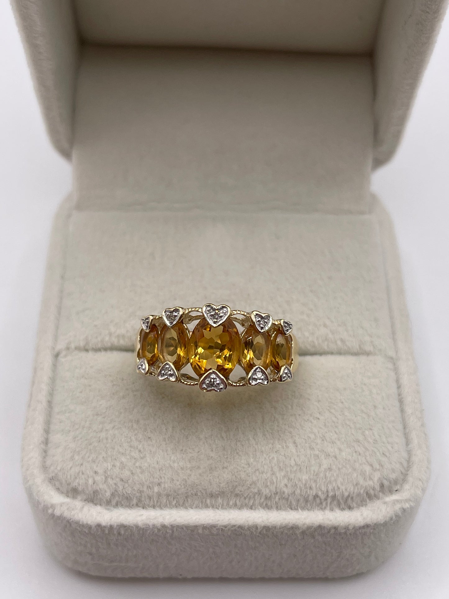 9ct gold citrine and diamond ring