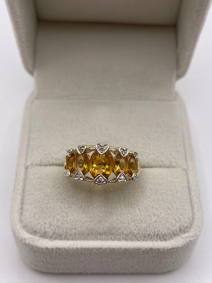 9ct gold citrine and diamond ring
