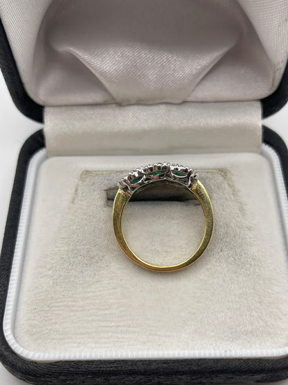 18ct gold emerald and diamond ring