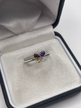 Load image into Gallery viewer, Silver multi gemstone butterfly ring
