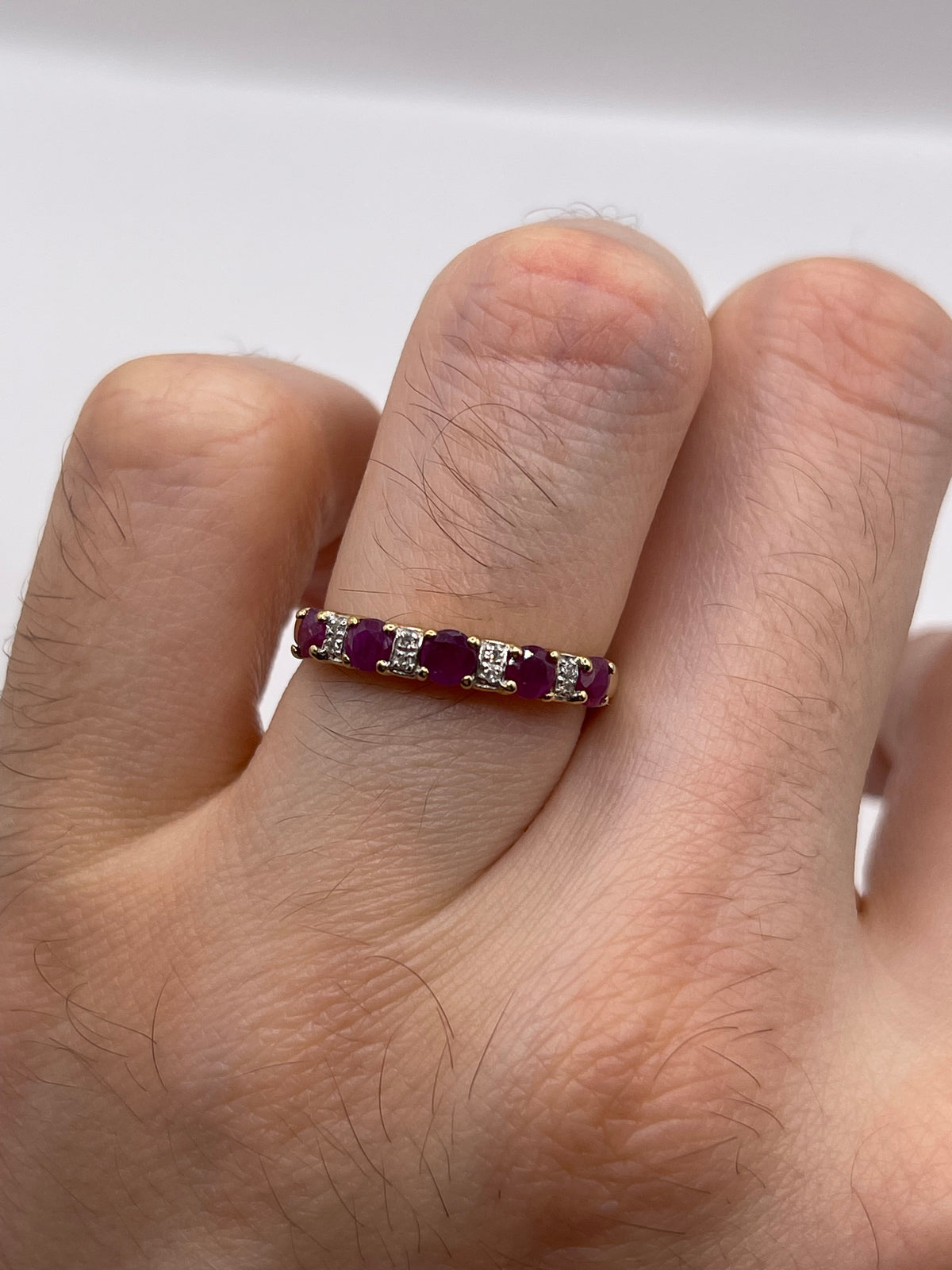 9ct gold ruby and diamond ring