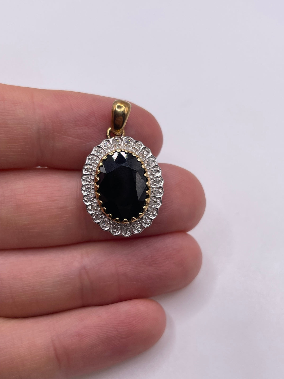 9ct gold sapphire and diamond pendant