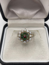 Load image into Gallery viewer, 9ct gold opal, emerald and garnet ring
