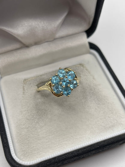 9ct gold blue topaz cluster ring