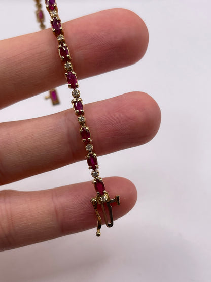 14ct gold ruby and diamond bracelet