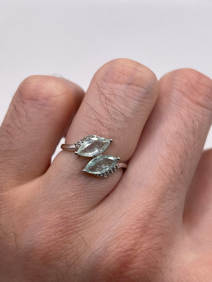 9ct white gold tourmaline and diamond ring