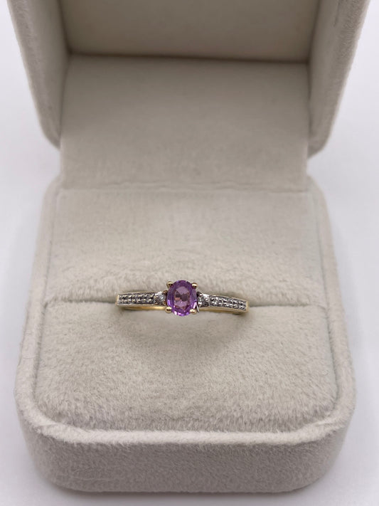 9ct gold sapphire and zircon ring