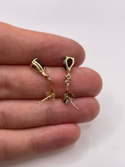9ct gold garnet and diamond earrings