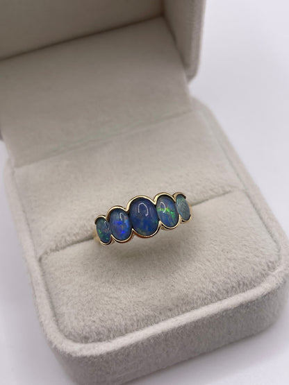 9ct gold black opal triplet ring