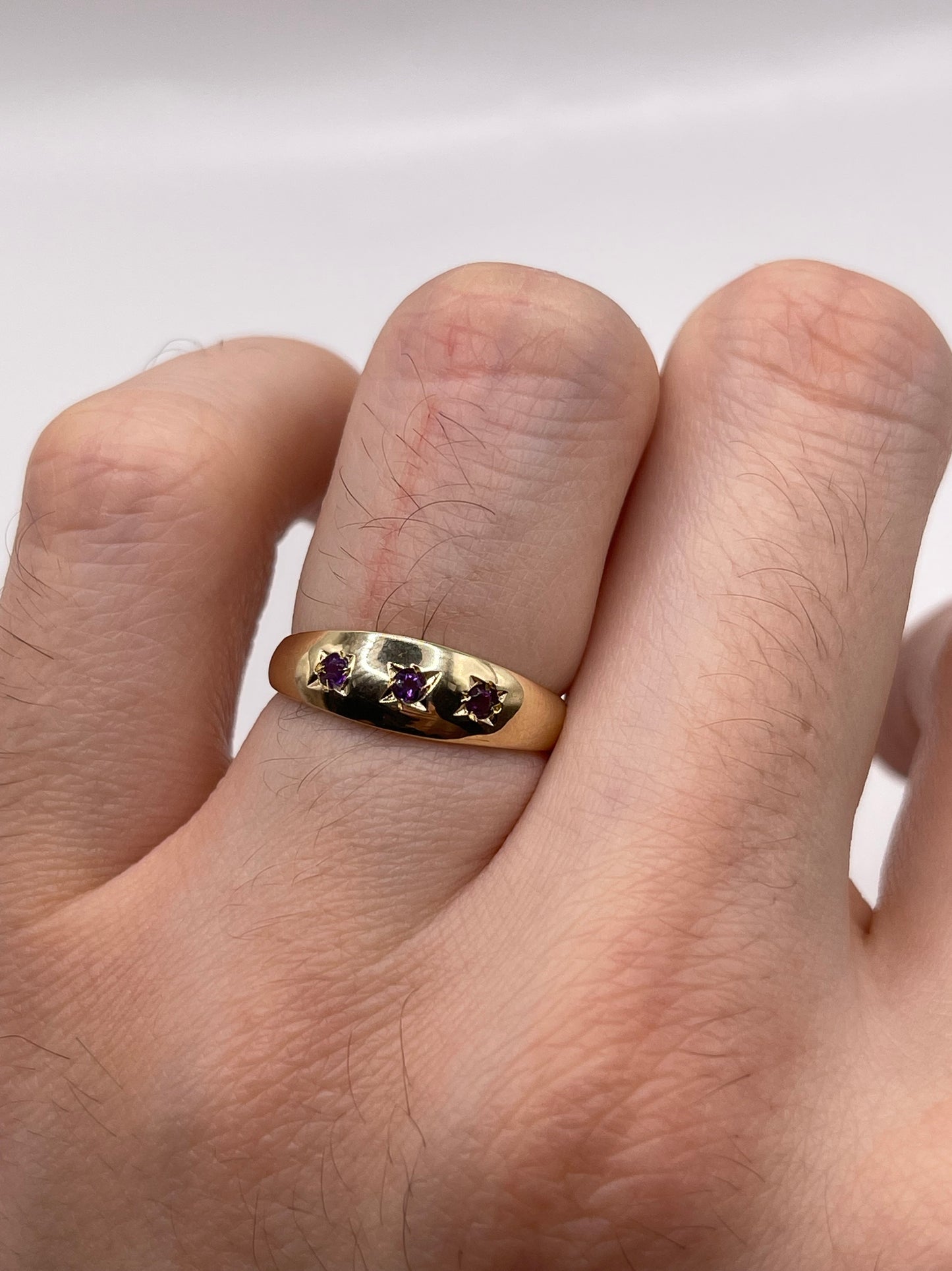 9ct gold amethyst gypsy ring