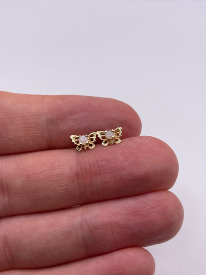 9ct gold opal butterfly earrings