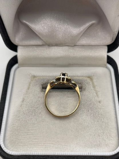 9ct gold sapphire and diamond ring