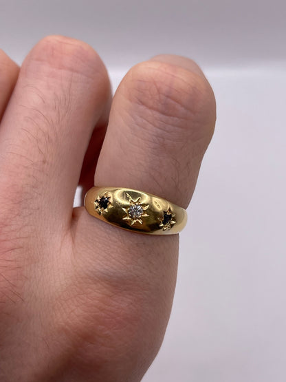 Antique 18ct gold sapphire and diamond gypsy ring