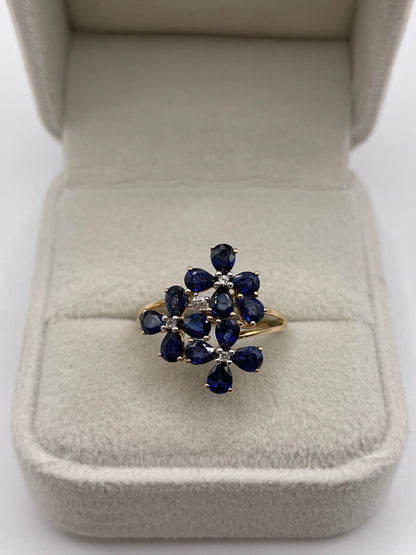9ct gold kyanite and zircon ring