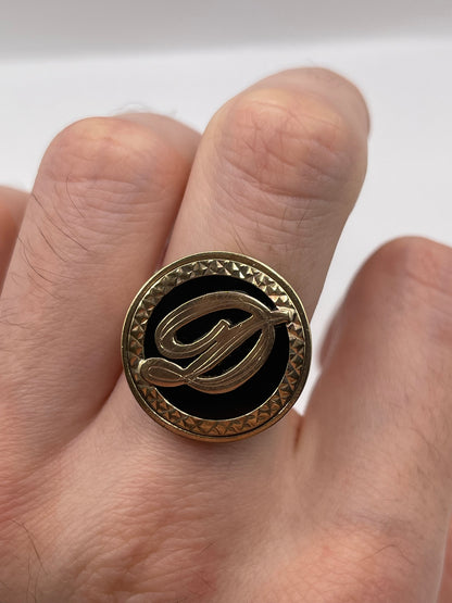 9ct gold onyx initial ring