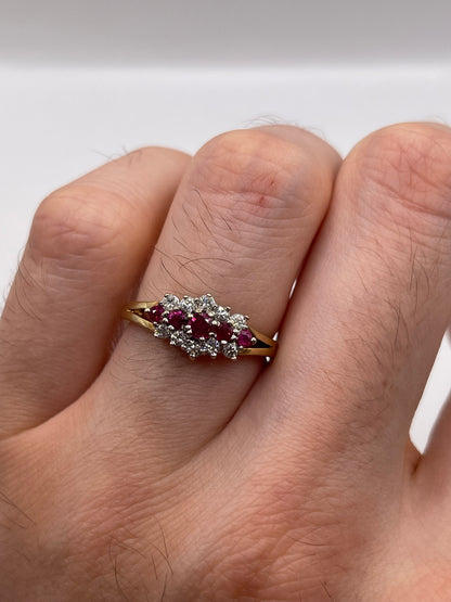 9ct gold ruby and diamond ring