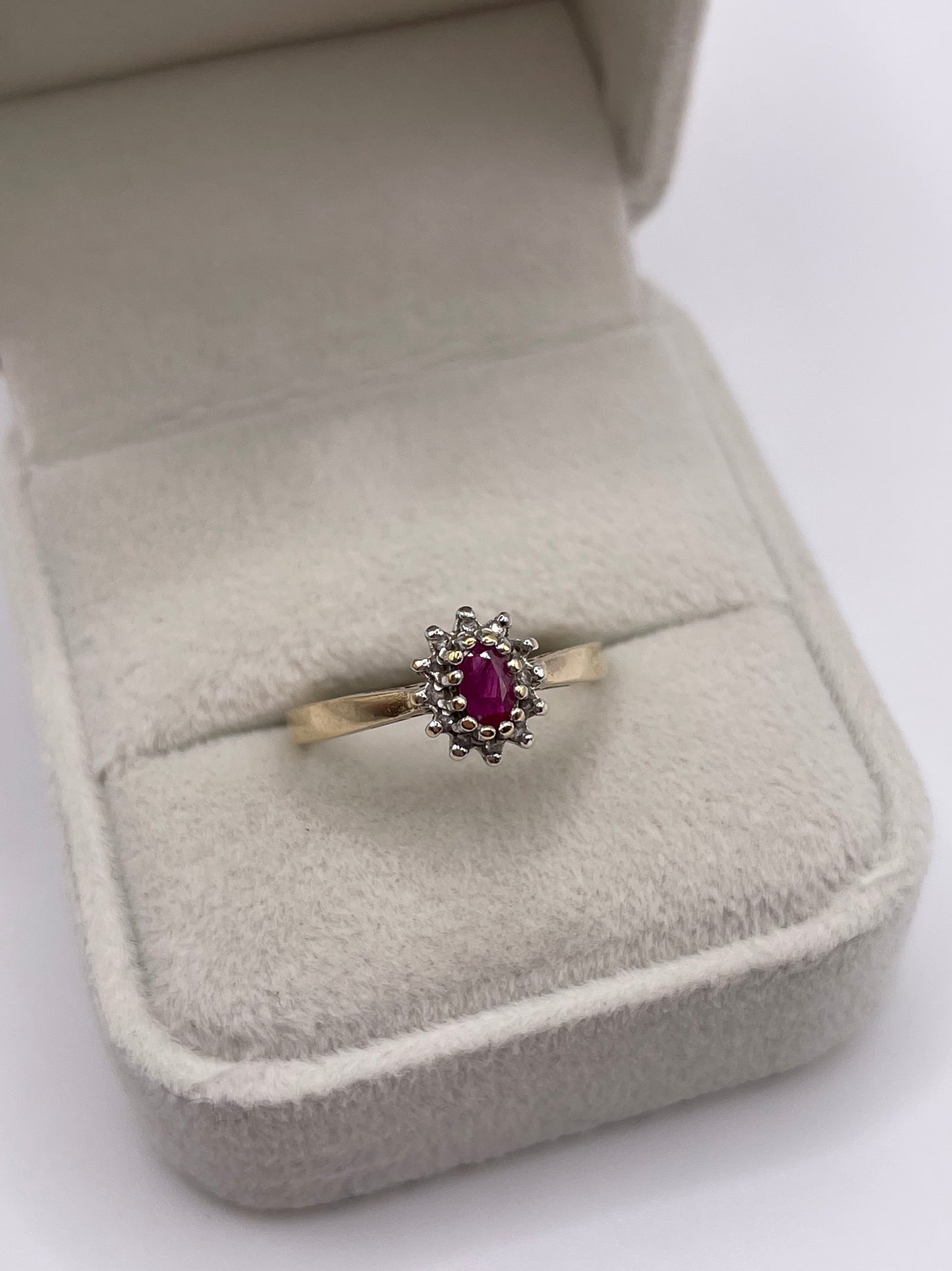 9ct gold ruby and diamond ring