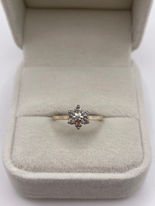 9ct gold diamond cluster ring
