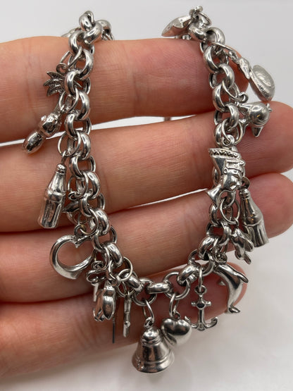 9ct white gold charm bracelet