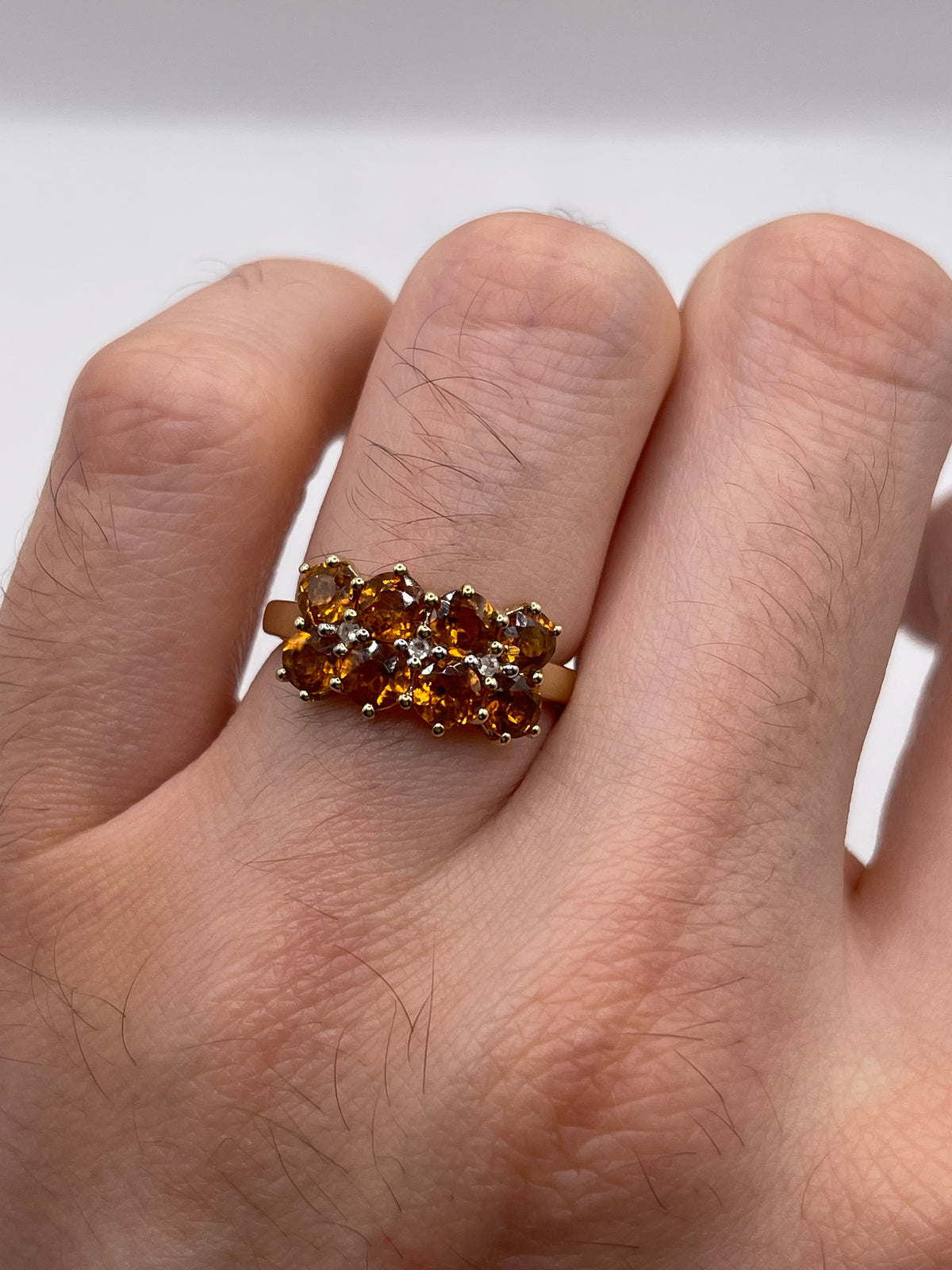 9ct gold citrine and zircon ring