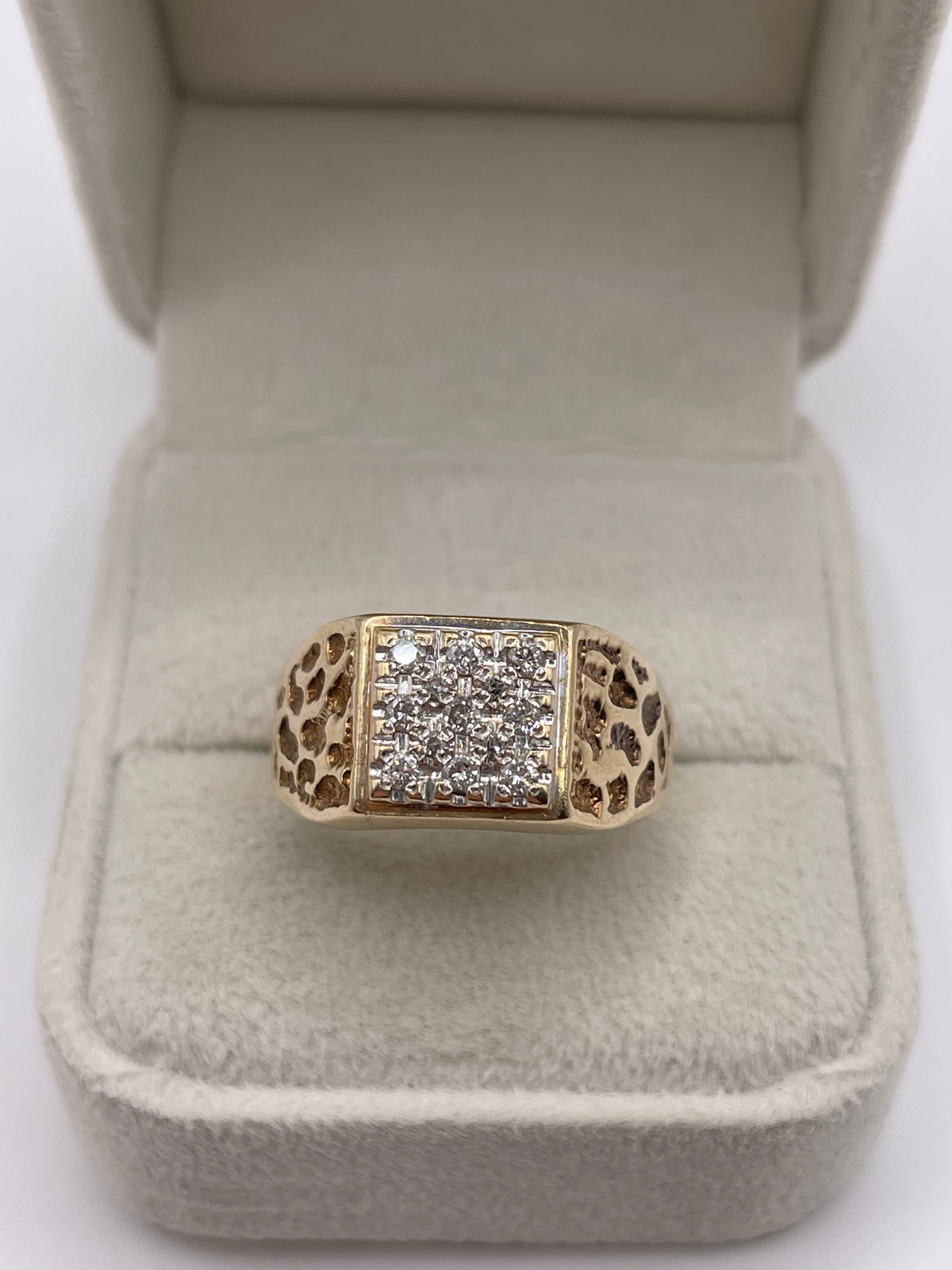 9ct gold diamond signet ring