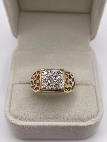 9ct gold diamond signet ring