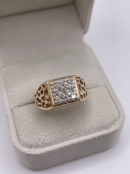 9ct gold diamond signet ring
