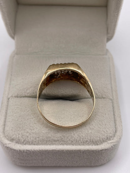 9ct gold diamond signet ring