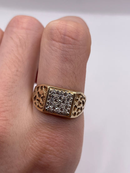 9ct gold diamond signet ring